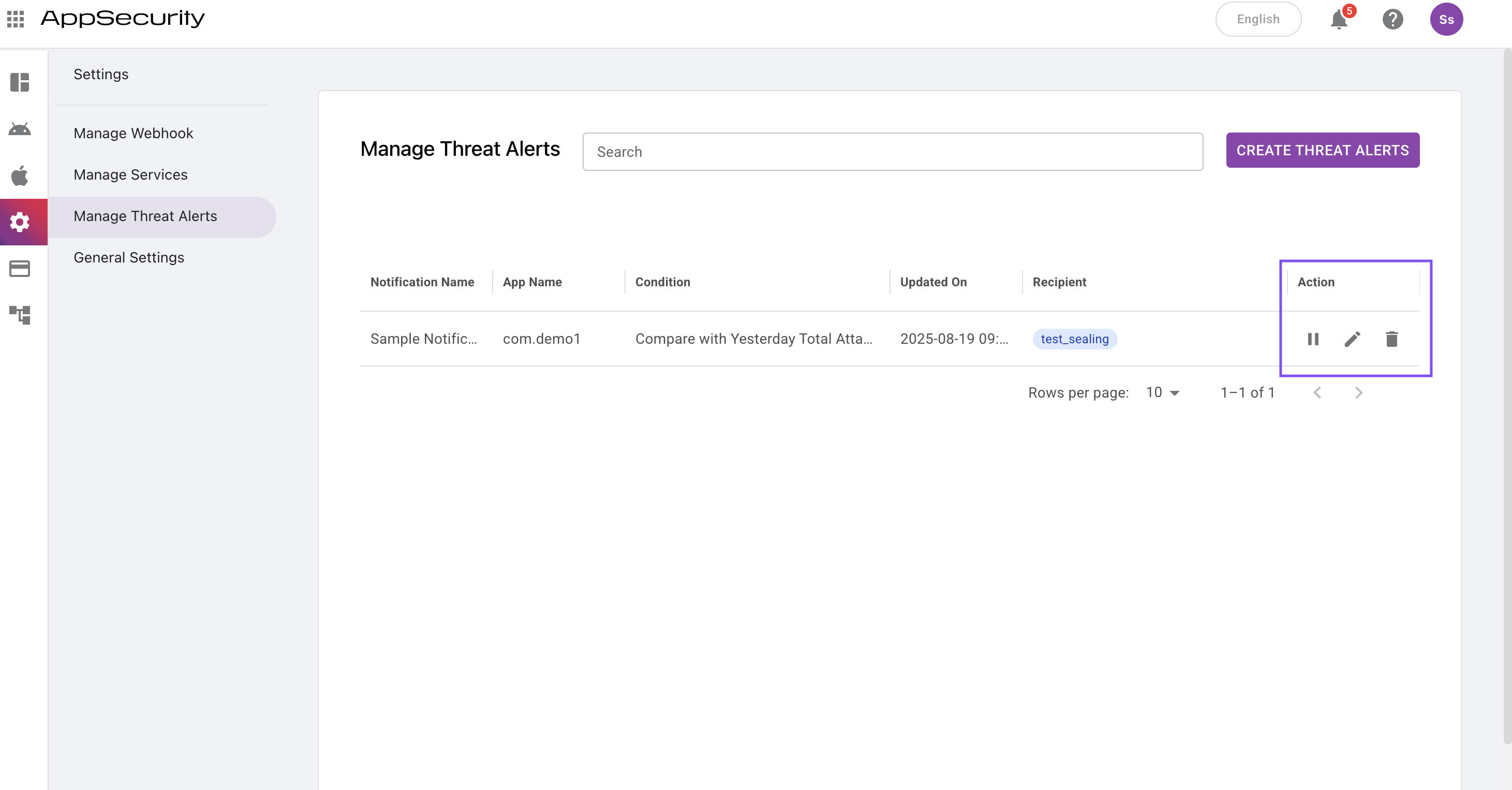 Create Threat Alert