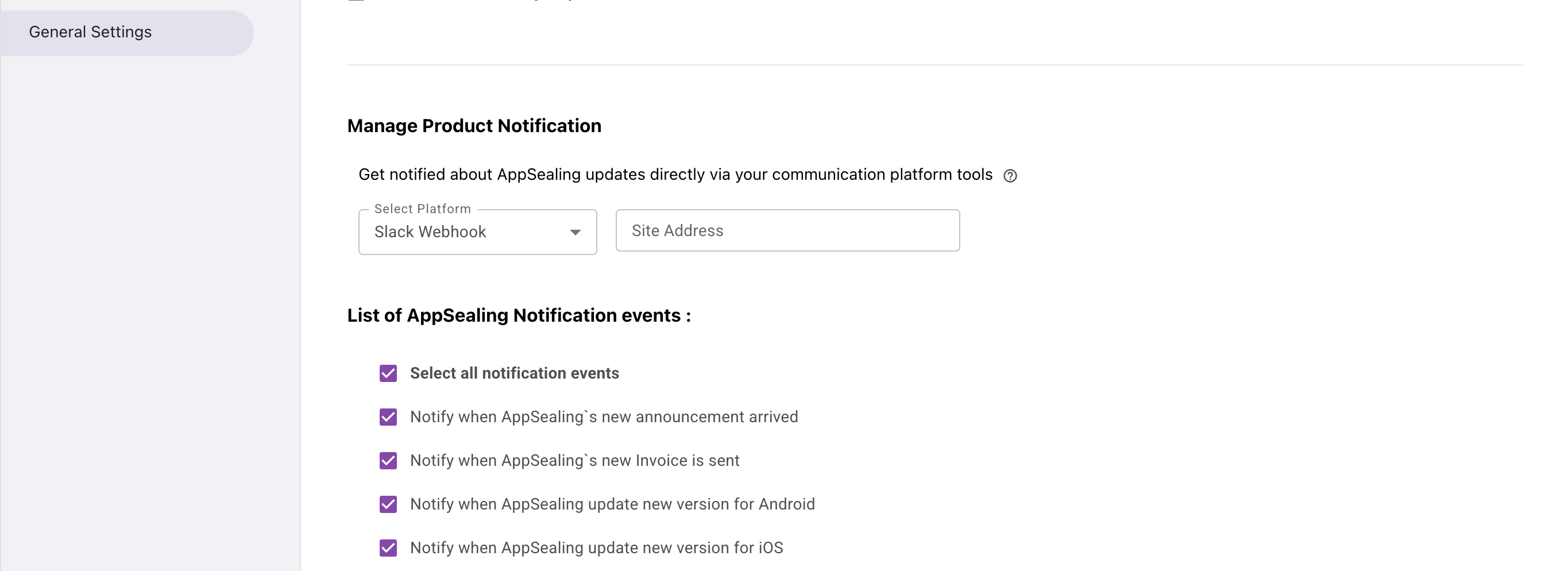 Manage Notifications