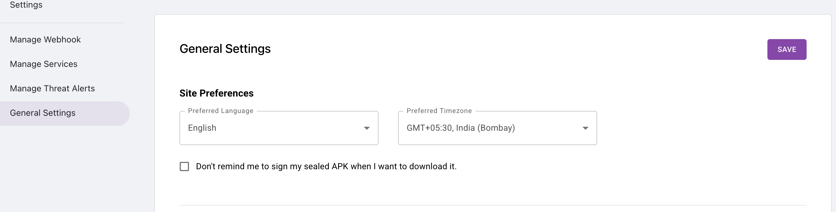 Site Preferences